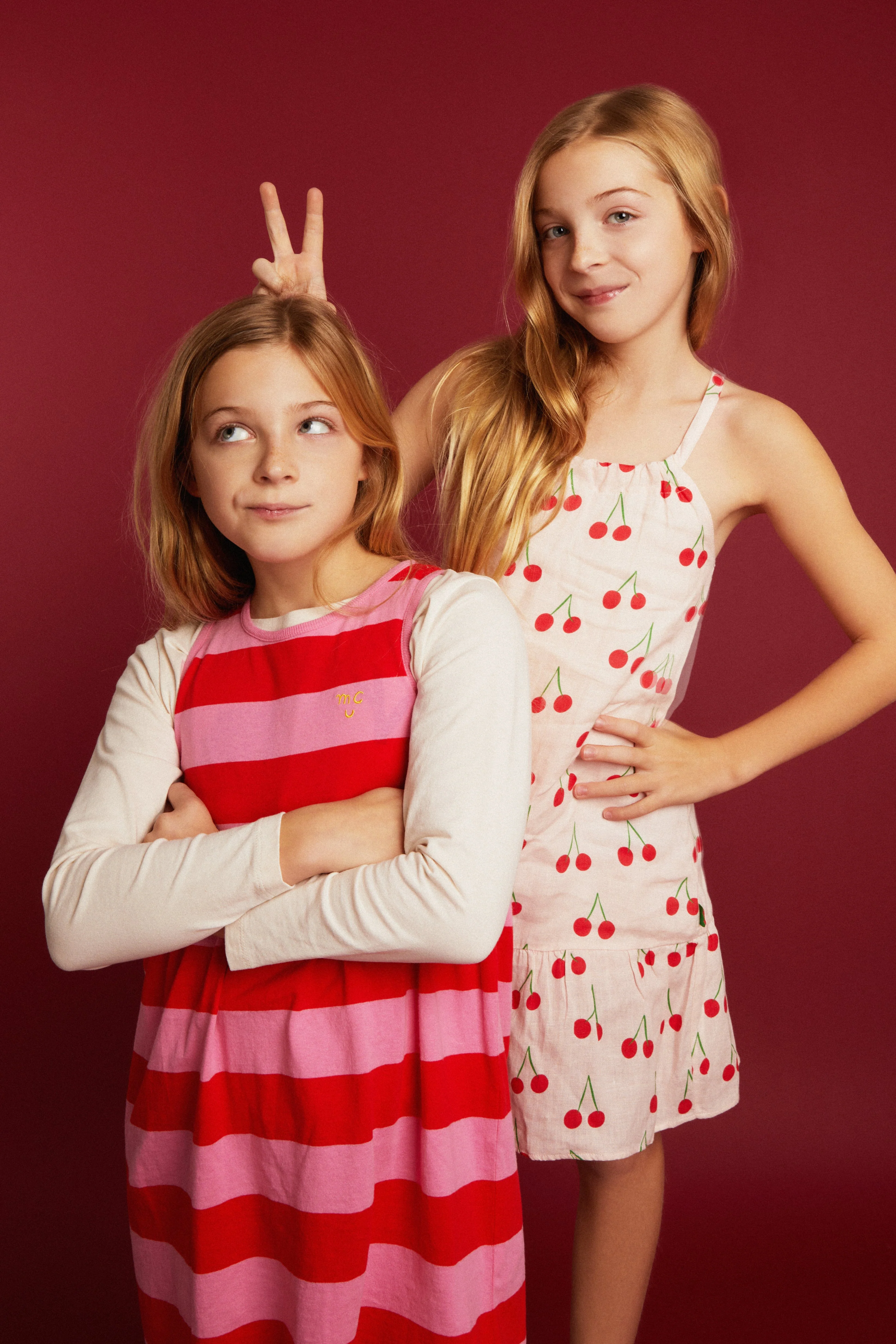 Linen Cherry Strappy Kid Dress - Image 5