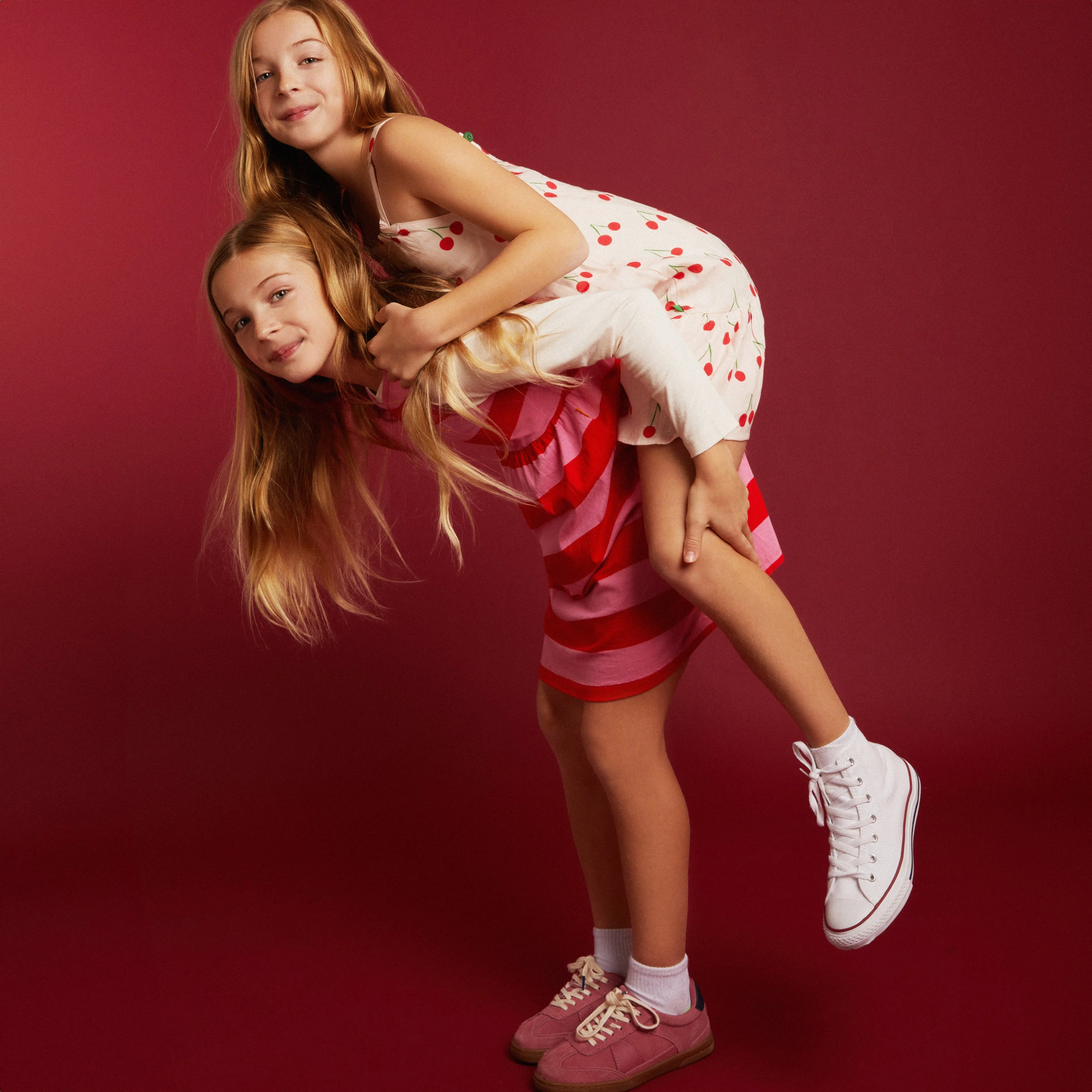 Linen Cherry Strappy Kid Dress - Image 6