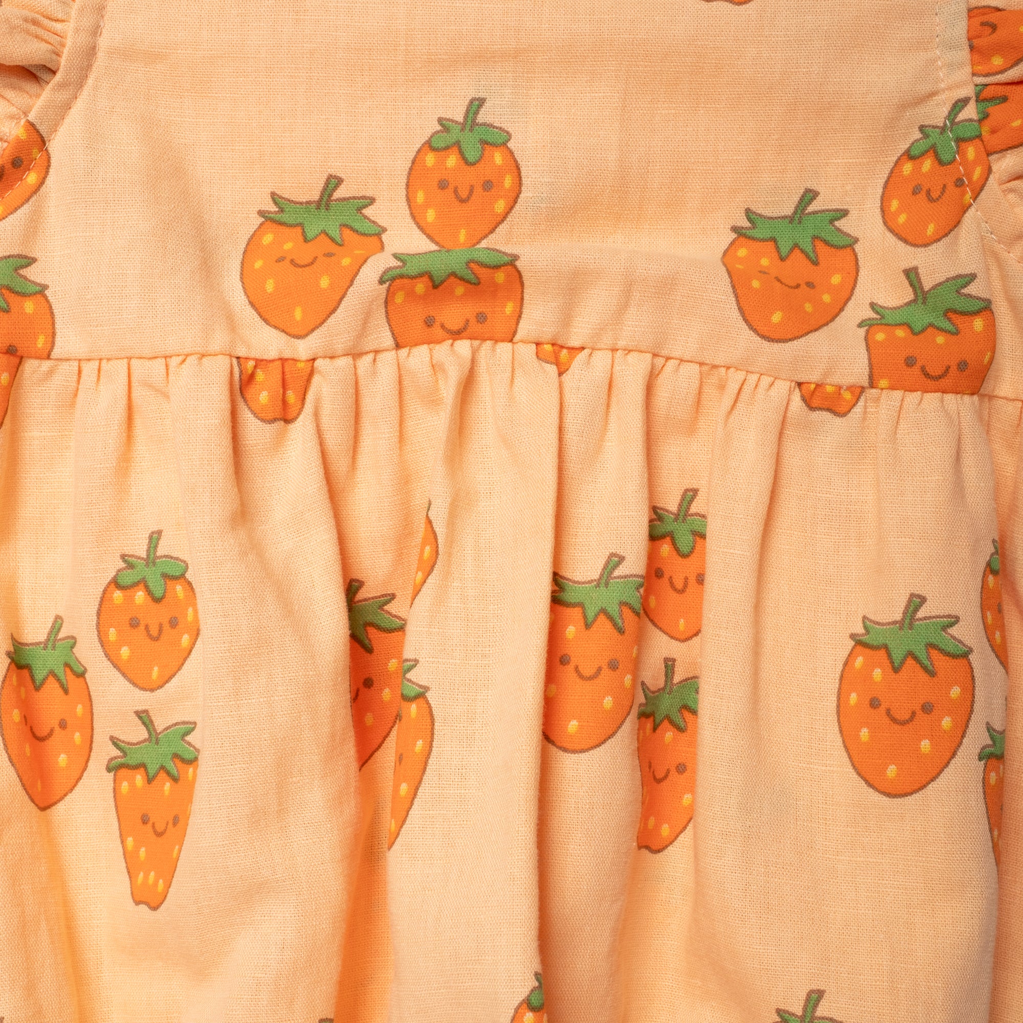Linen Strawberry Ruffle Baby Romper - Image 3