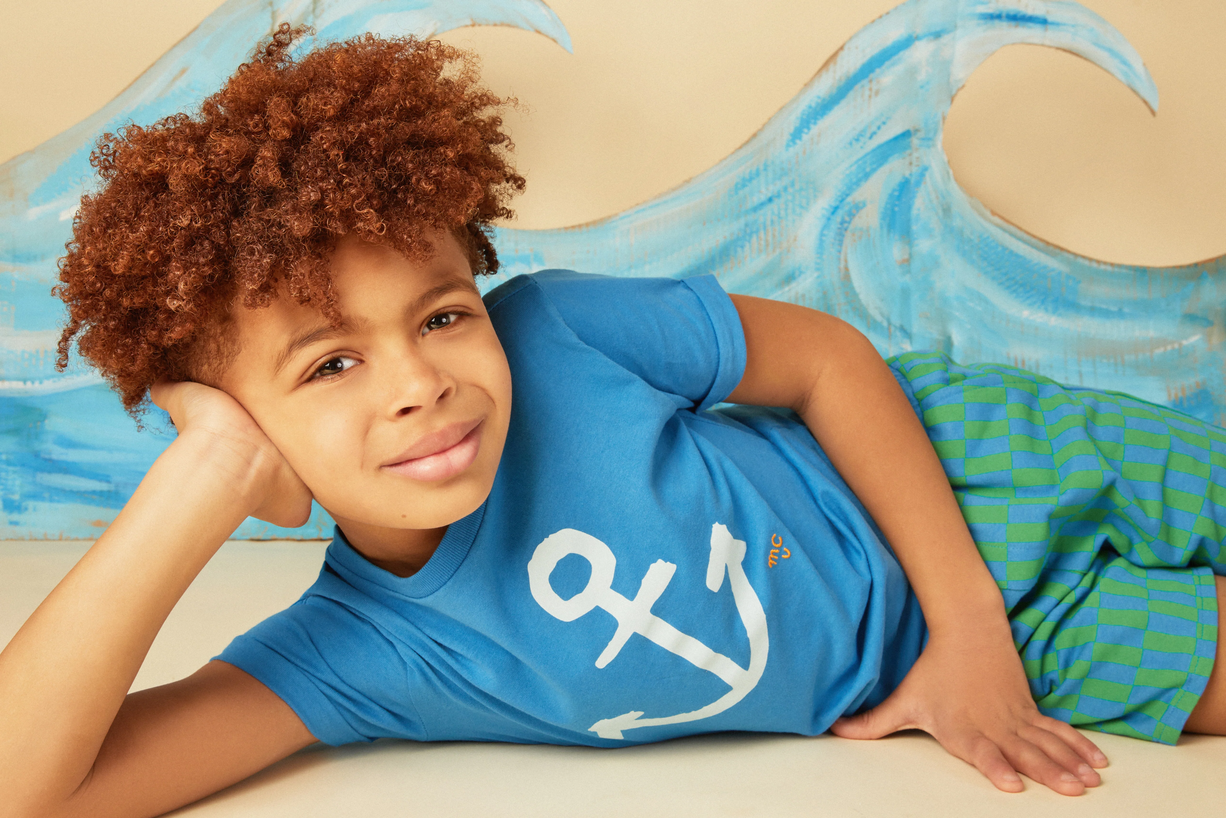 Recycled Cotton Blue Checkered Kid Short - Image 8