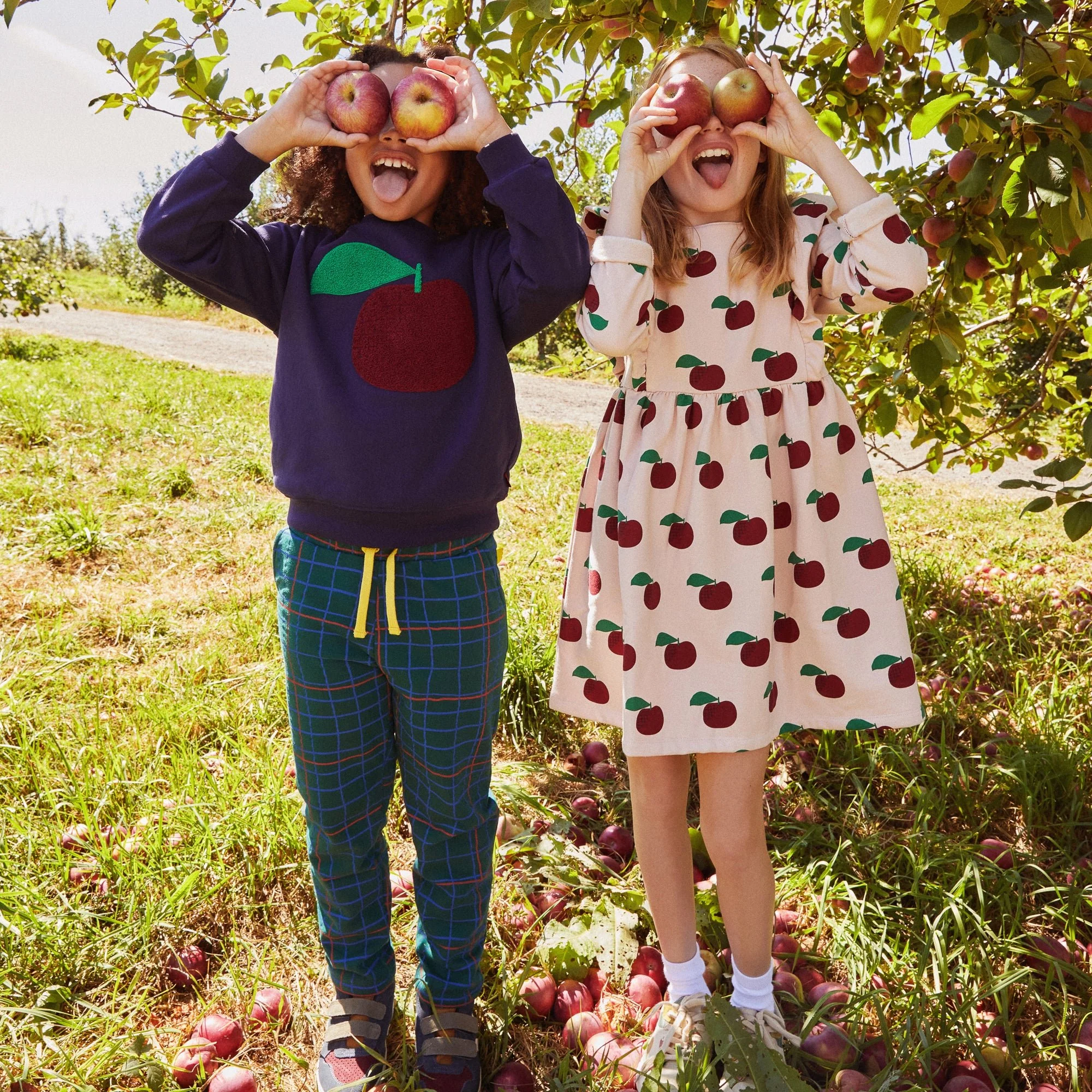Recycled Cotton Apples Kid Ruffle Dress - Image 4