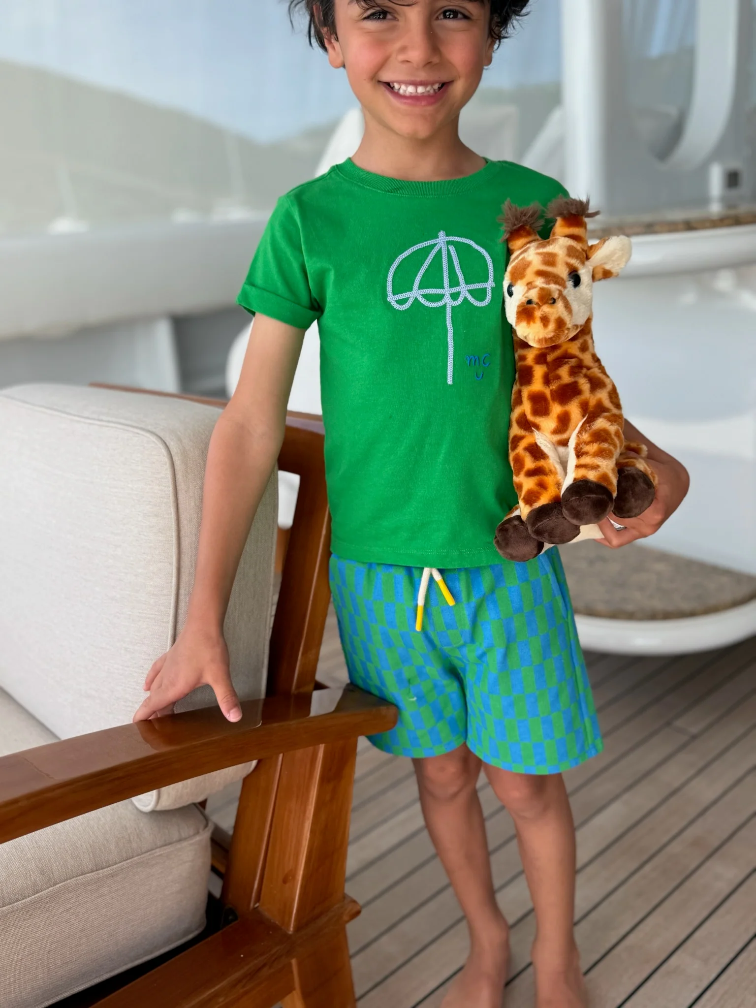 Recycled Cotton Blue Checkered Kid Short - Image 4