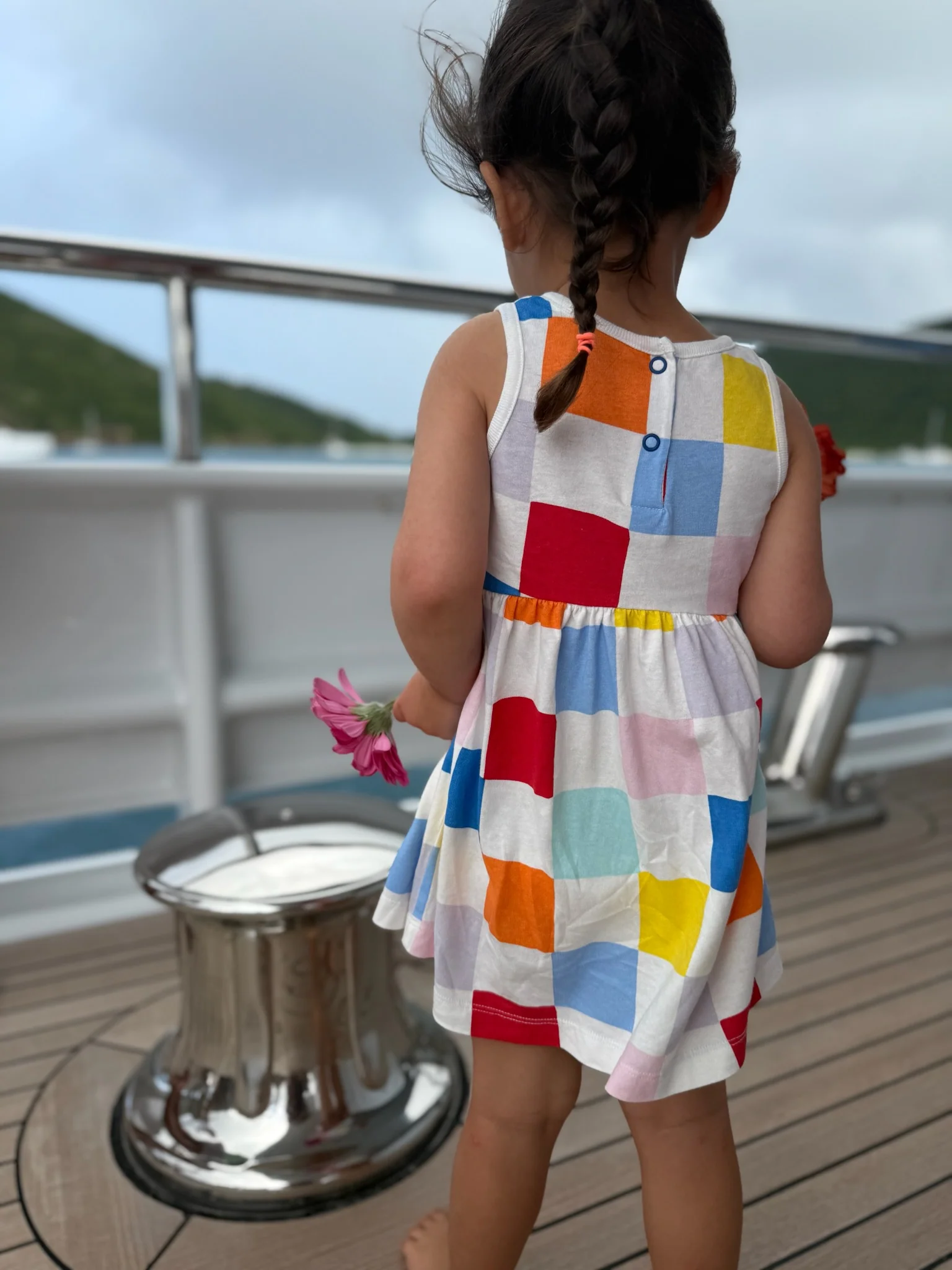 Recycled Cotton Checkered Baby Tank Dress - Image 3