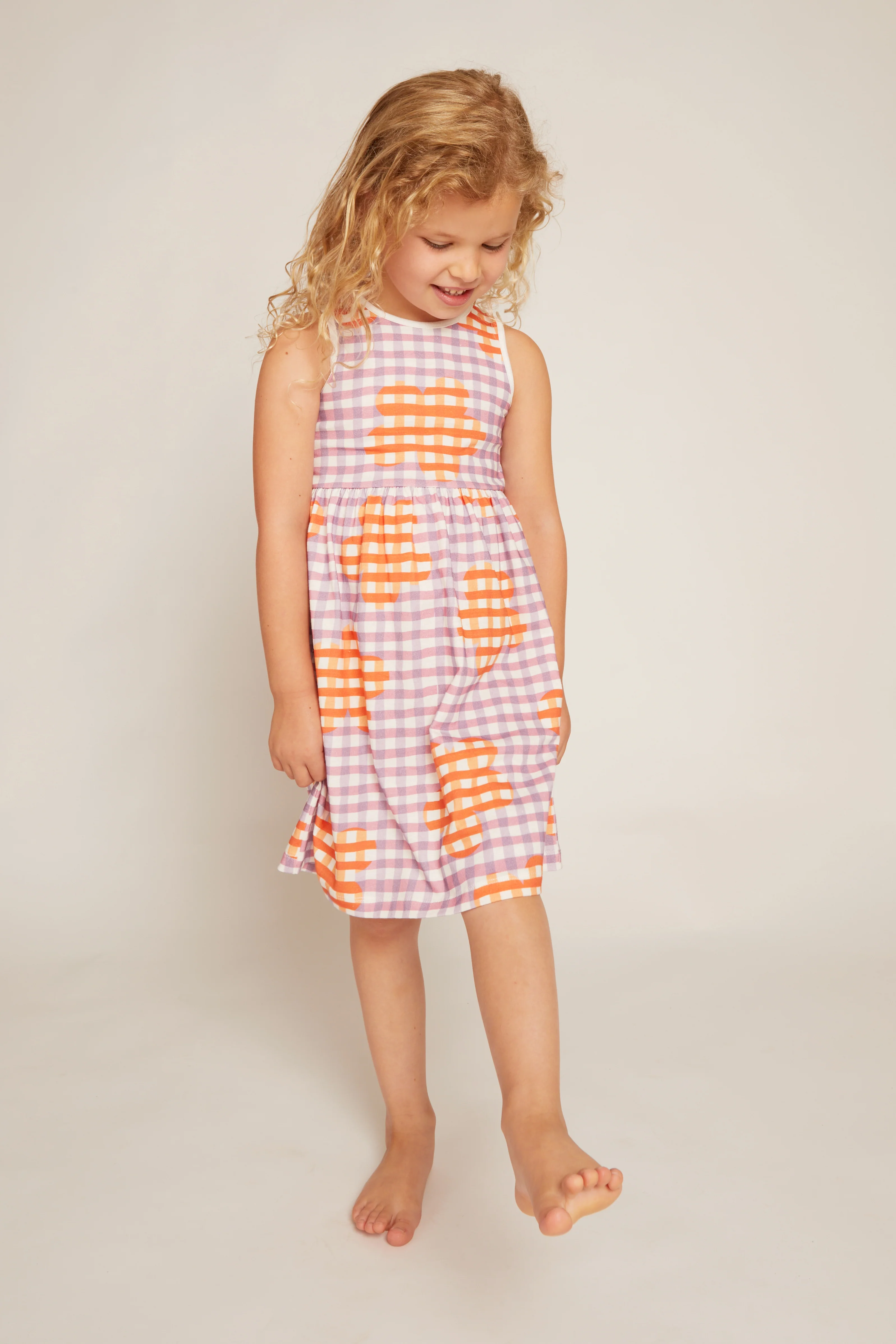 Flower Gingham Tank Dress - Image 4