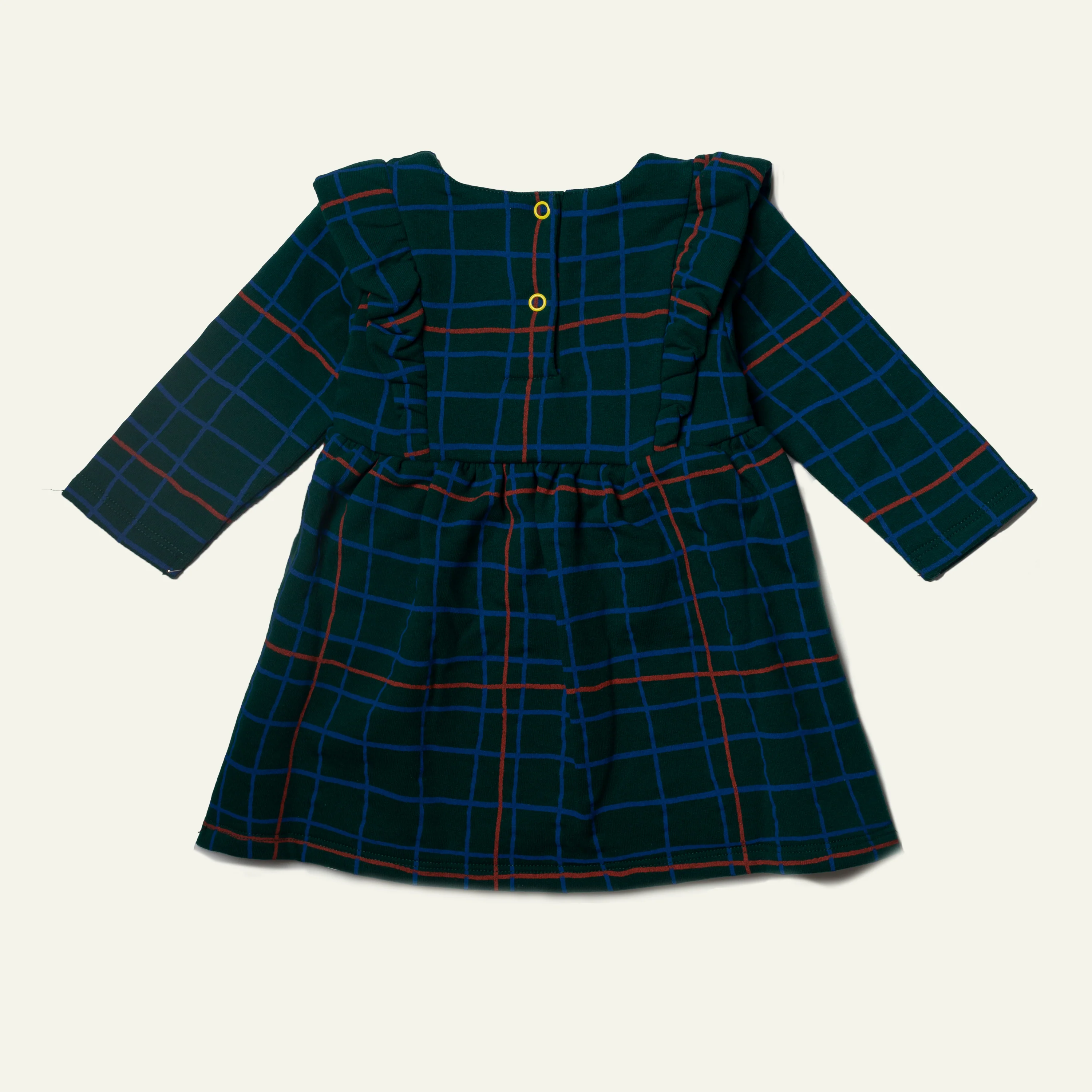 Recycled Cotton Grid Baby Ruffle Dress - Image 3