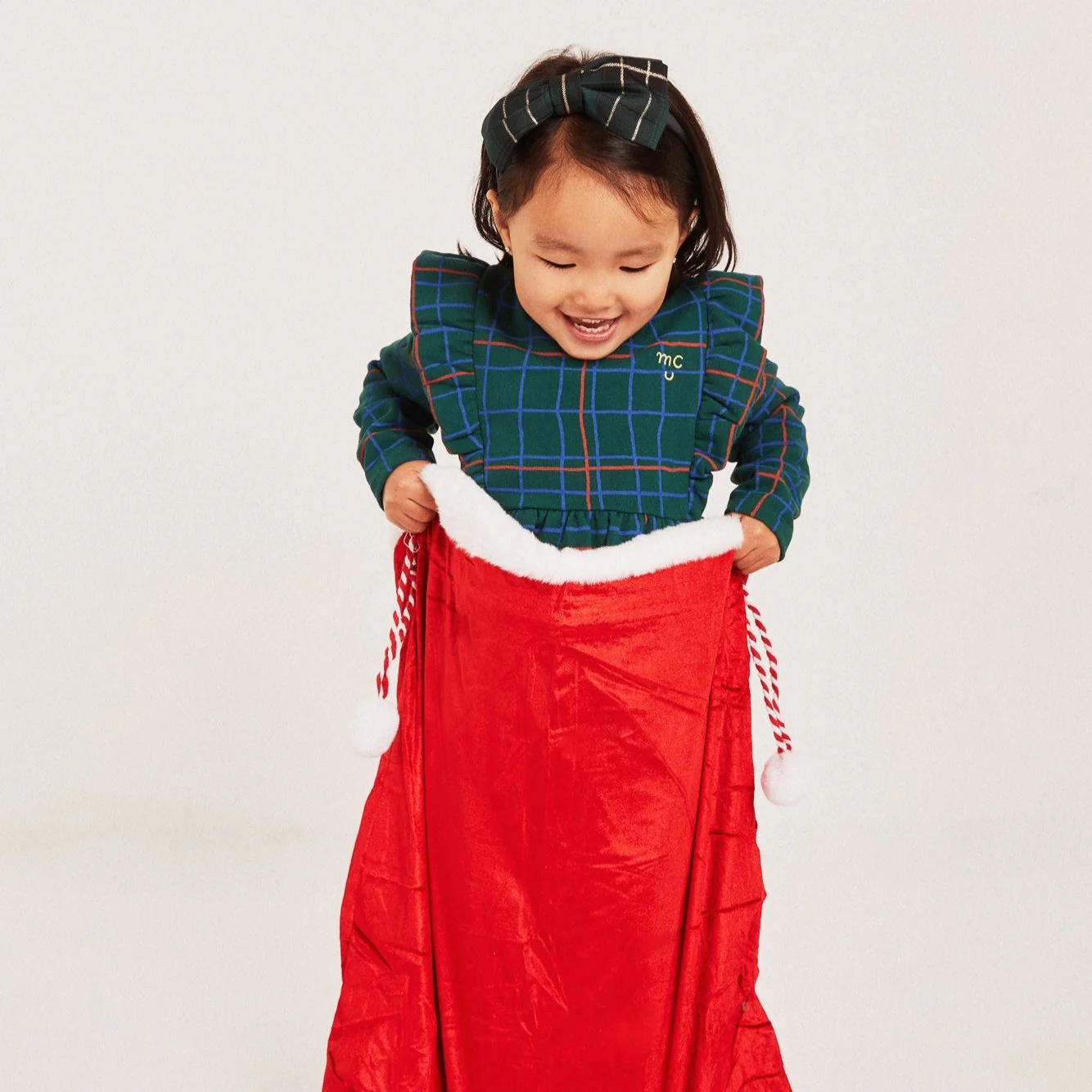 Recycled Cotton Grid Baby Ruffle Dress - Image 5
