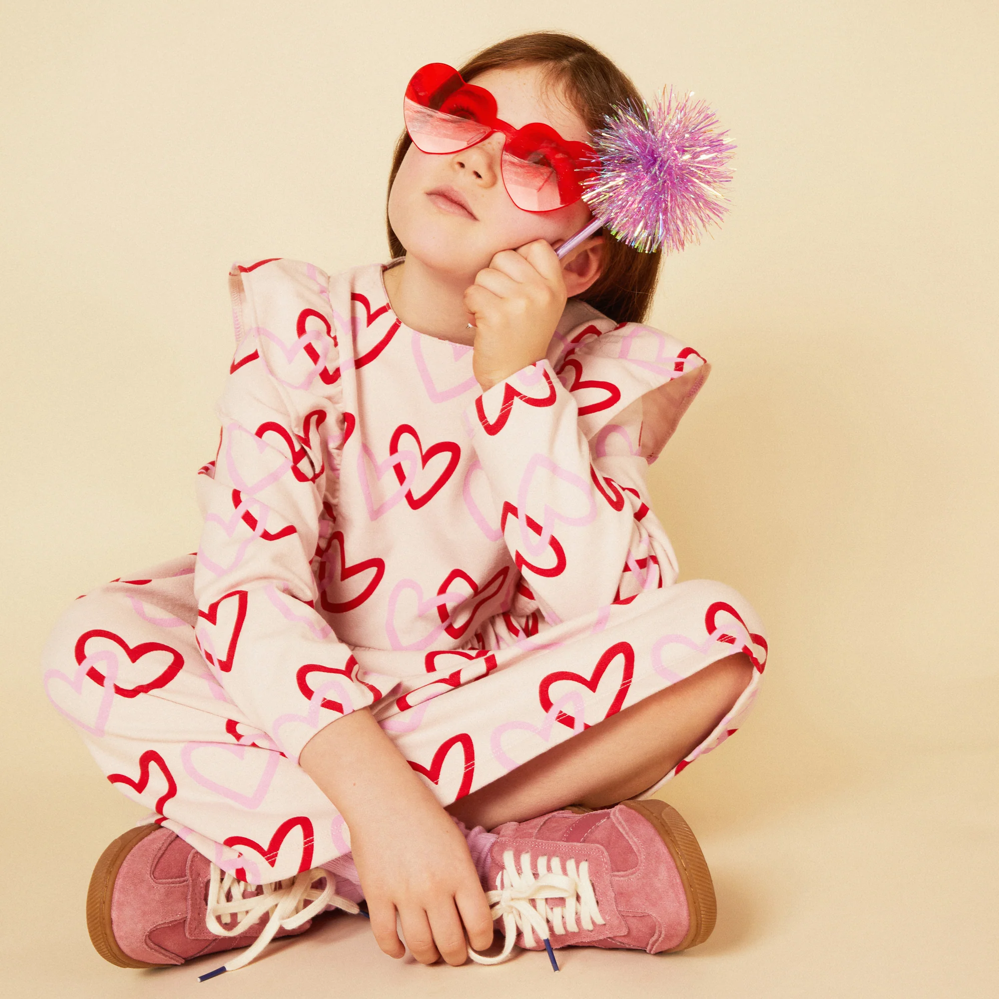 Recycled Cotton Hearts Kid Ruffle Dress - Image 5