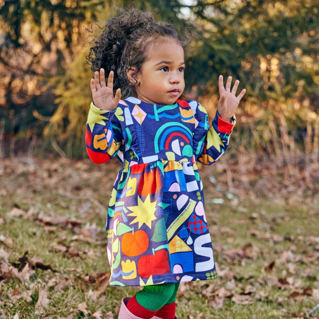 Recycled Cotton Pattern Baby Ruffle Dress - Image 2