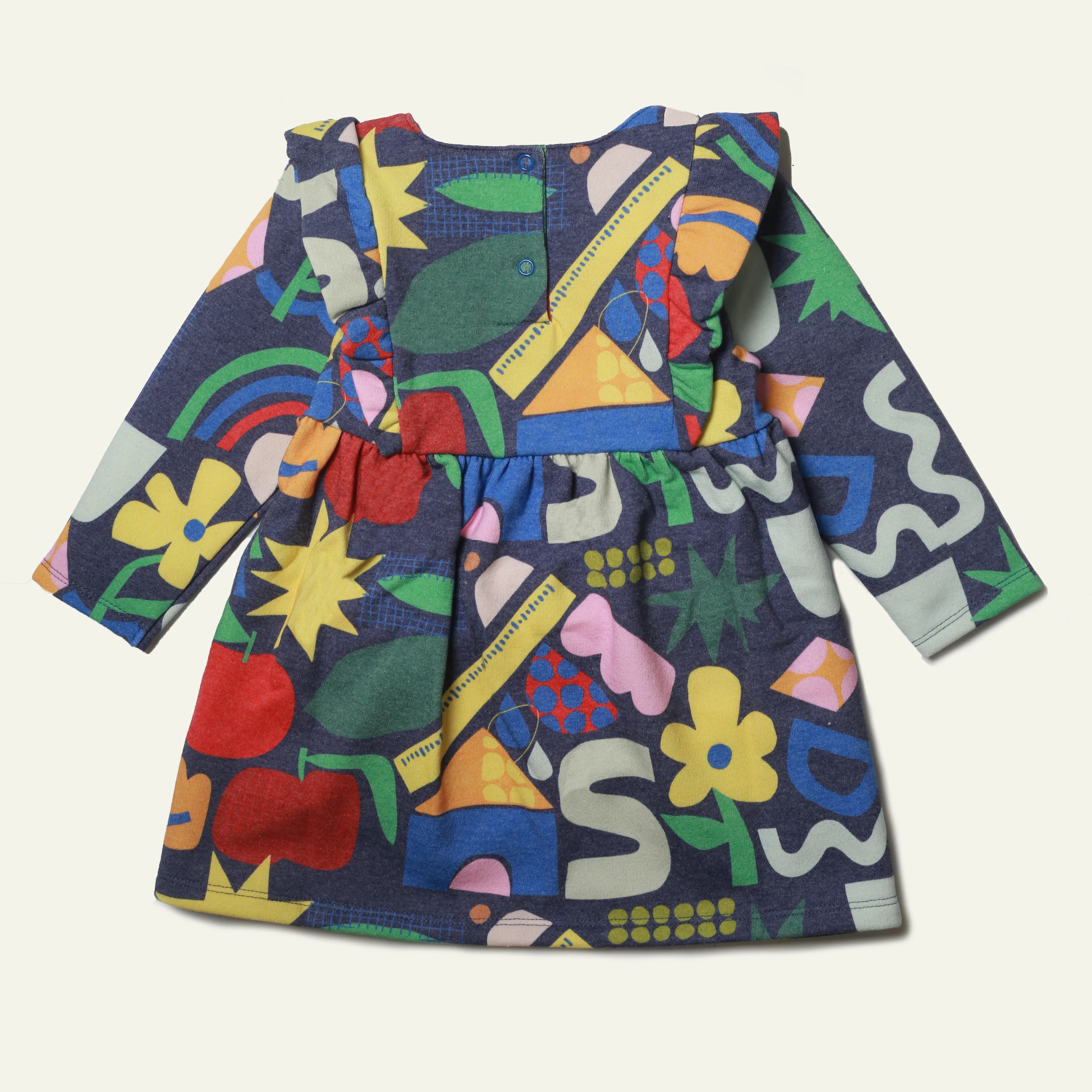Recycled Cotton Pattern Baby Ruffle Dress - Image 3