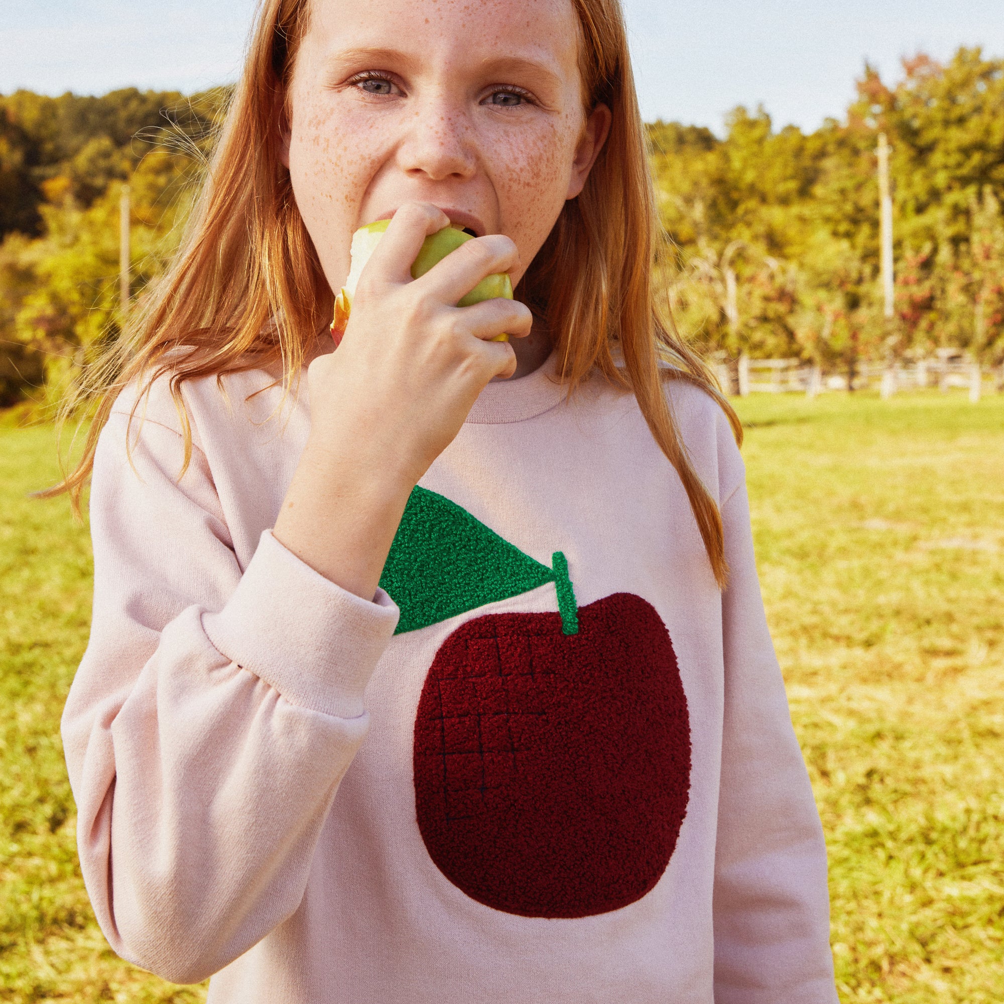 Recycled Cotton Red Apple Kid Sweatshirt - Image 2