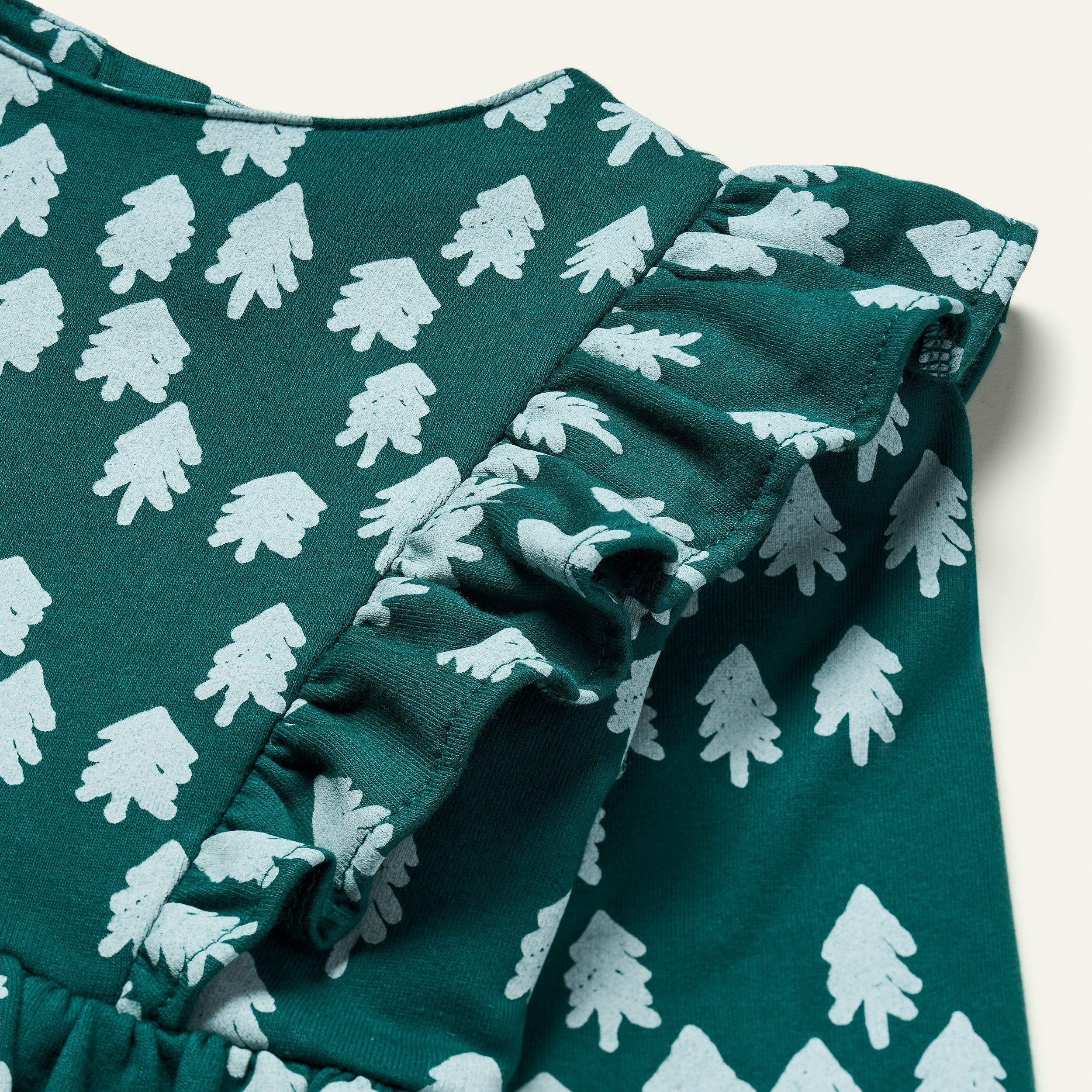 Recycled Cotton Snowy Pine Ruffle Dress - Image 3