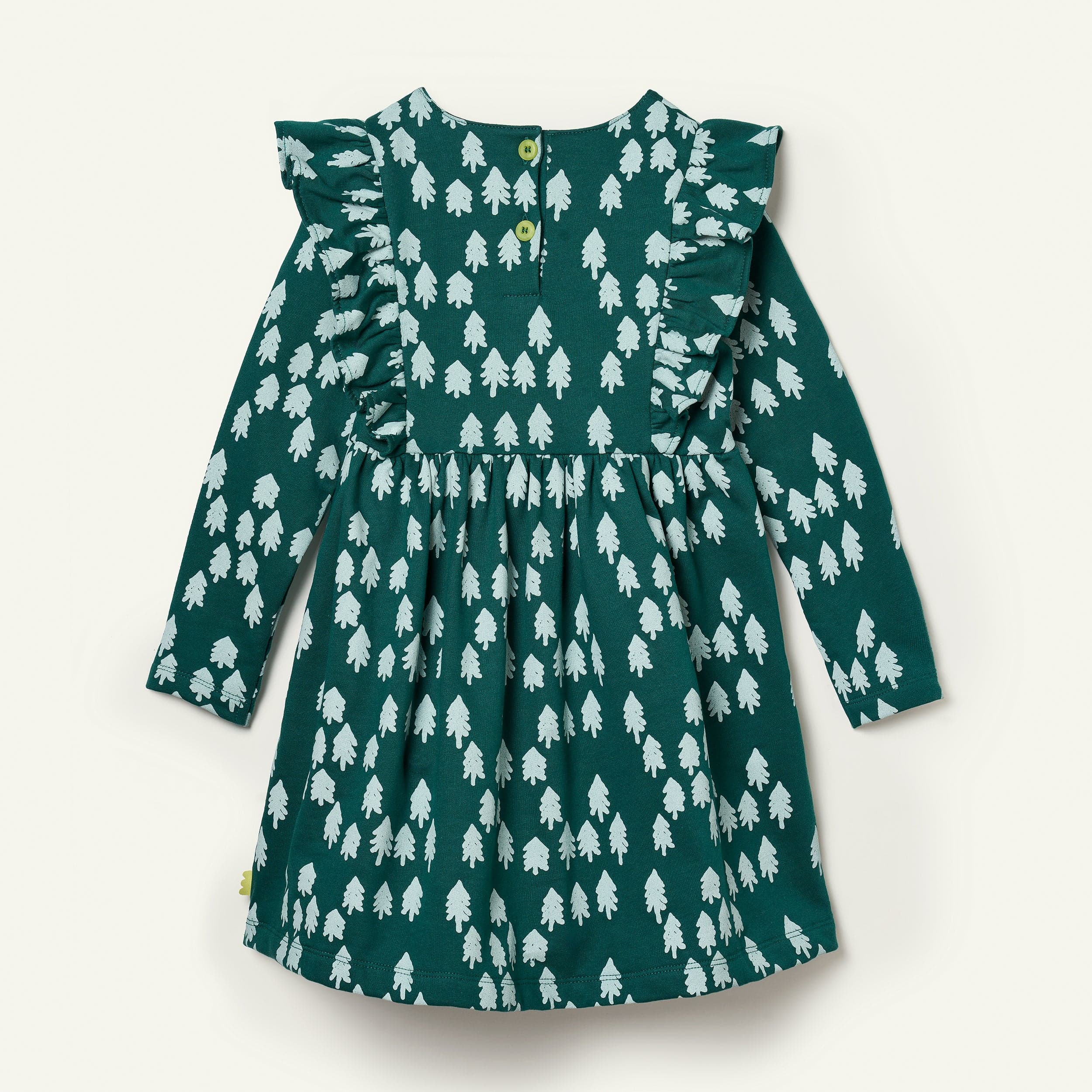 Recycled Cotton Snowy Pine Ruffle Dress - Image 6