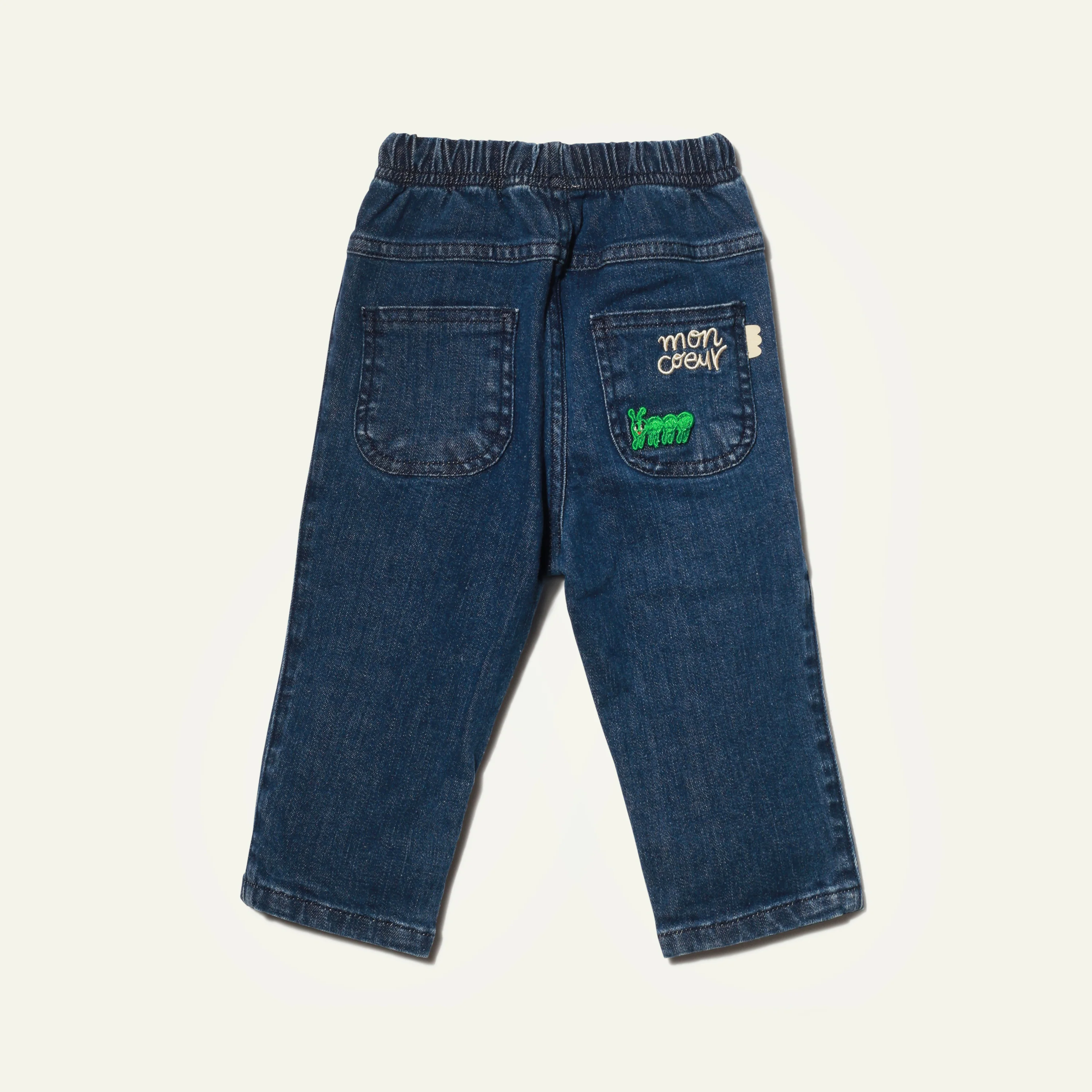 Recycled Denim Green Apple Patch Baby Pant - Image 3
