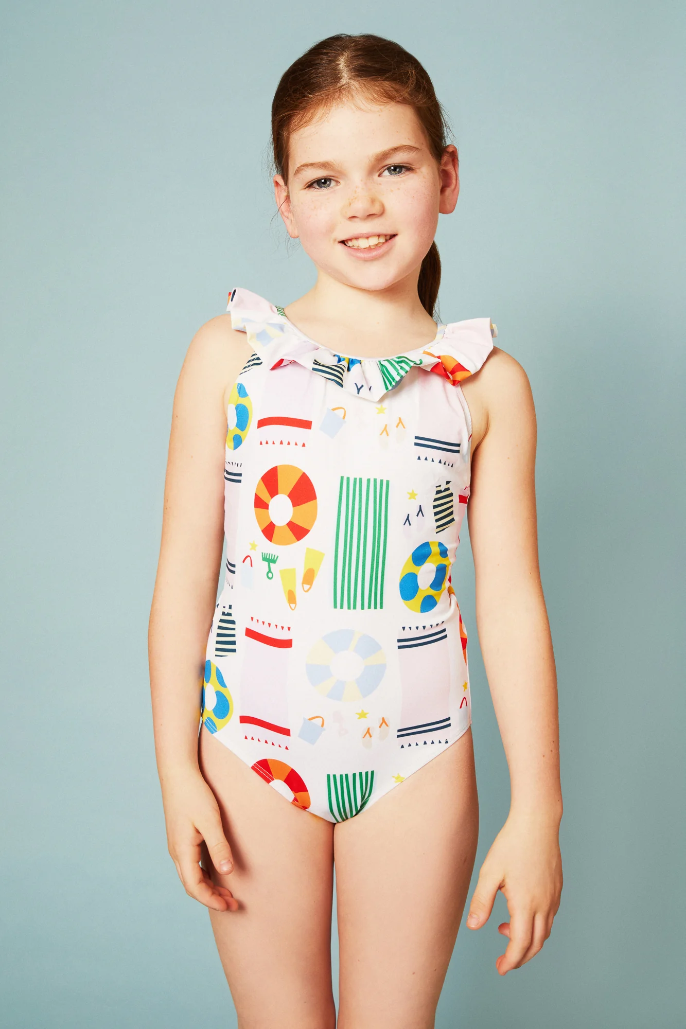 UPF 50+ Recycled Polyester Beach Kid Ruffle Swimsuit - Image 5